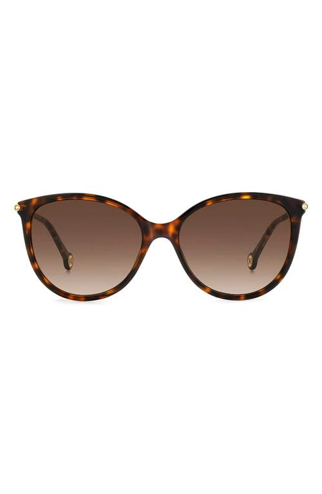 Carolina Herrera 57mm Round Sunglasses in Havana Gold at Nordstrom