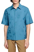 sandro Floral Cotton Short Sleeve Button-Up Shirt at Nordstrom,