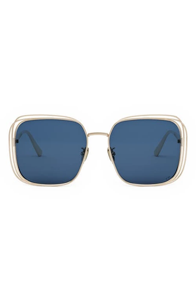 Fildior S1U 58mm Square Sunglasses in Shiny Gold Dh /Blue at Nordstrom