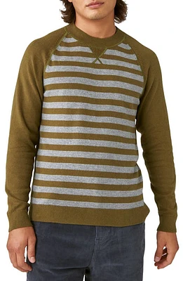 Lucky Brand Cloud Soft Stripe Raglan Sweater Dark Olive Combo at Nordstrom,