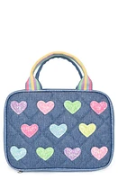 OMG Accessories Kids' Heart Diamond Quilted Denim Lunch Bag in Denim Blue at Nordstrom