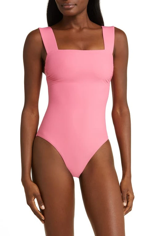 BONDI BORN Gwen Square Neck One-Piece Swimsuit Rose at Nordstrom,