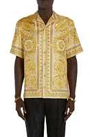 Versace Men's Barocco Print Silk Button-Up Shirt Champagne at Nordstrom, Us