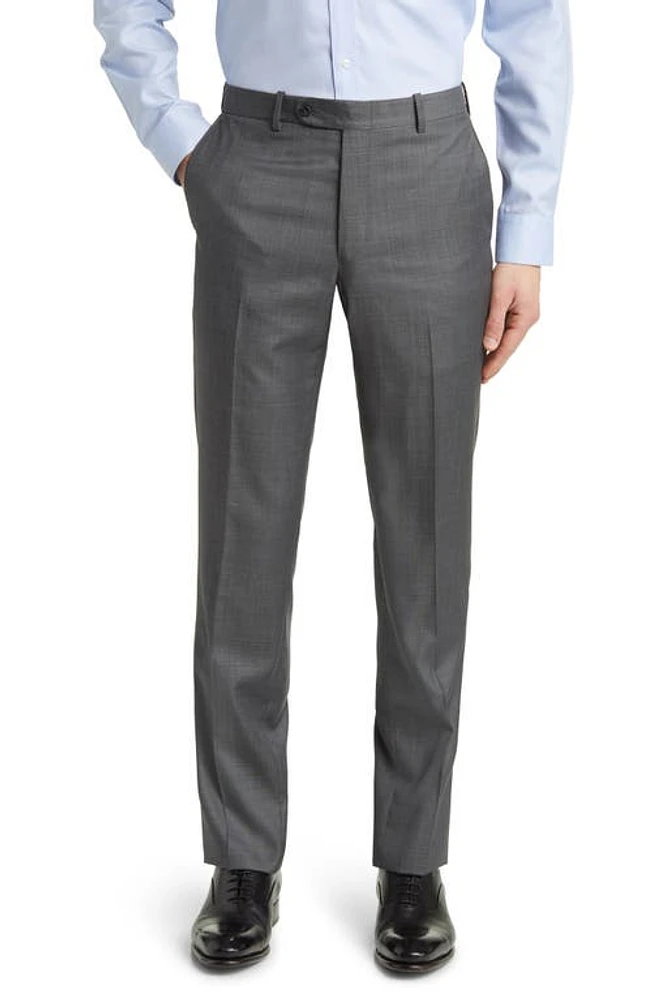 Peter Millar Harker Flat Front Wool Dress Pants Charcoal at Nordstrom,