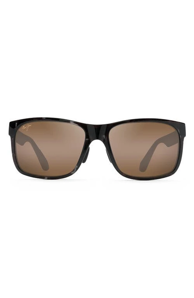 Maui Jim Red Sands 59mm PolarizedPlus2 Rectangular Sunglasses in Black Grey Tortoise at Nordstrom