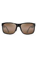 Maui Jim Red Sands 59mm PolarizedPlus2 Rectangular Sunglasses in Black Grey Tortoise at Nordstrom