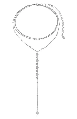 Ettika Triple Layer Y-Necklace in Silver at Nordstrom