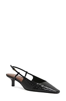 Reiss Jade Croc Embossed Kitten Heel Slingback Pump Black at Nordstrom,