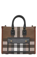 burberry Mini Freya Check E-Canvas Tote in Dark Birch Brown Check at Nordstrom