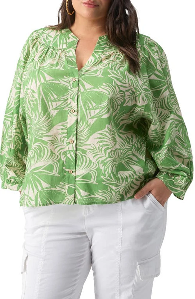 Sanctuary Flow With Me Leaf Print Top Cool Palm at Nordstrom