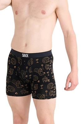 SAXX Ultra Super Soft Relaxed Fit Boxer Briefs in Protect The Nuts- Black at Nordstrom, Size Small