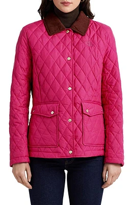 Lauren Ralph Quilted Corduroy Collar Barn Jacket Fuchsia Berry at Nordstrom,