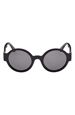 Moncler 51mm Round Sunglasses in Black/Gunmetal /Smoke at Nordstrom