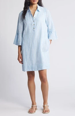 Lilly Pulitzer Jazmyn Stripe Bell Sleeve Linen Tunic Dress Lunar Blue Bimini at Nordstrom,