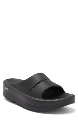 Oofos OOmega OOahh Slide Sandal in Black at Nordstrom, Size 10