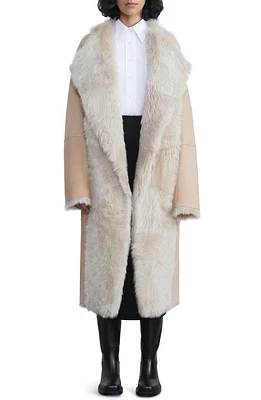 Lafayette 148 New York Reversible Genuine Shearling Coat in Dune at Nordstrom, Size Medium