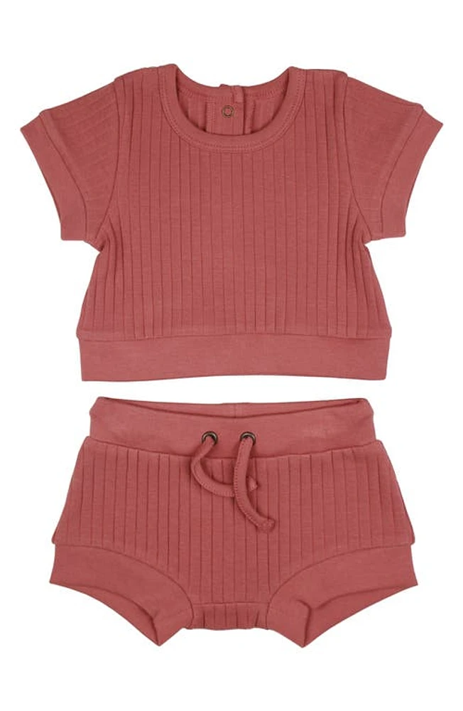 L'Ovedbaby Rib T-Shirt & Shorts Set Sienna at Nordstrom,