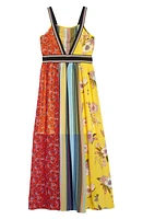 Truly Me Mixed Media Maxi Dress Yellow Multi at Nordstrom,