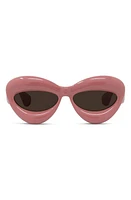 Loewe 55mm Cat Eye Sunglasses in Shiny Pink /Brown at Nordstrom