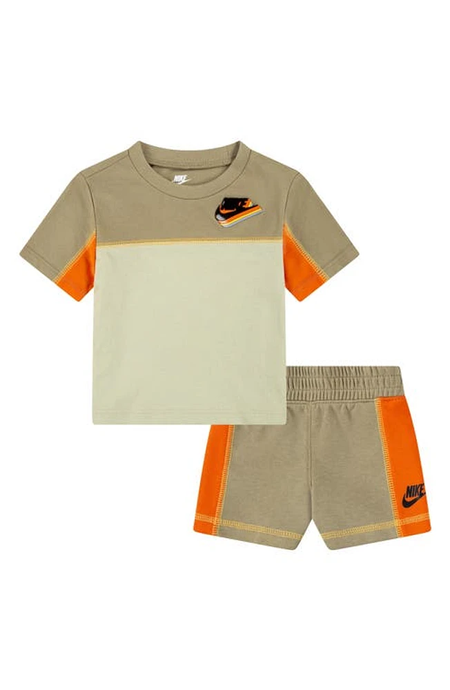 Nike Sportswear Imagine Colorblock French Terry T-Shirt & Shorts Set Neural Olive at Nordstrom,