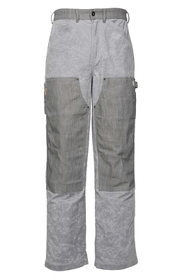 Round Two Double Knee Wax Cotton Carpenter Pants in Grey at Nordstrom, Size 38