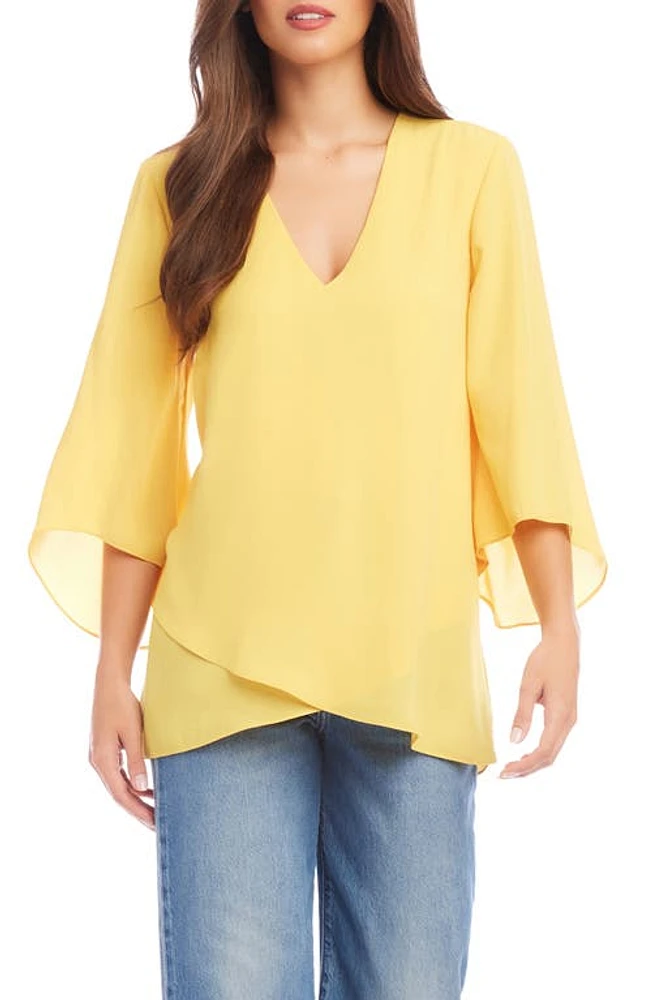 Karen Kane Crossover Hem Top Yellow at Nordstrom, P