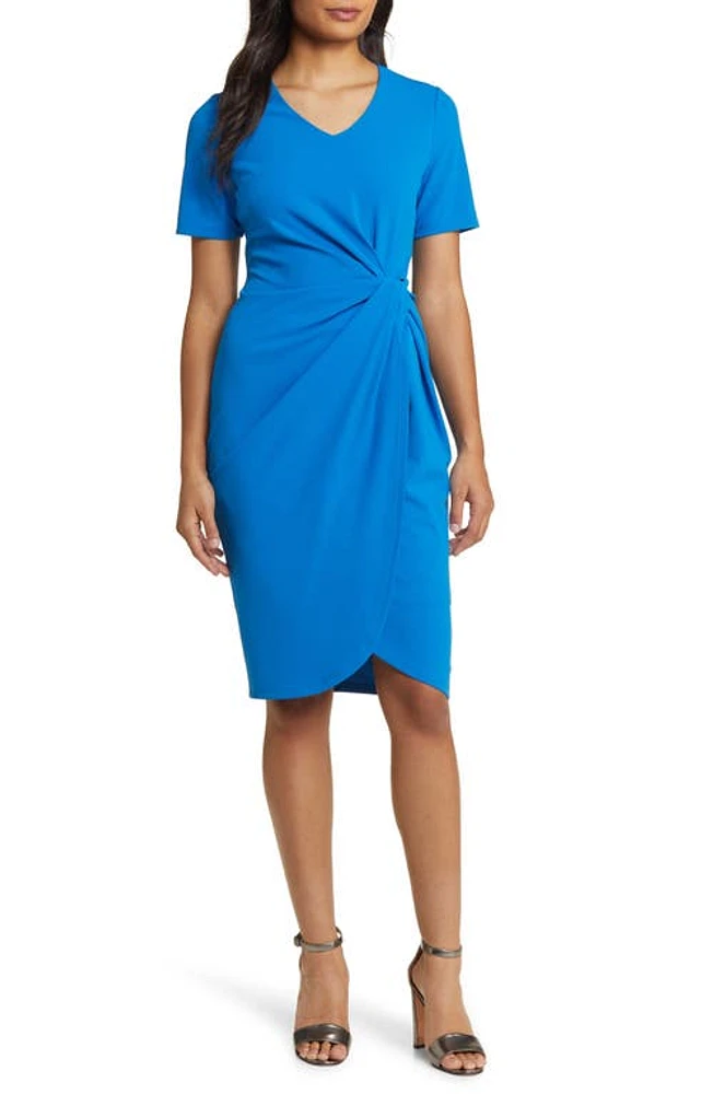 Tahari ASL Side Knot Stretch Crepe Dress at Nordstrom,