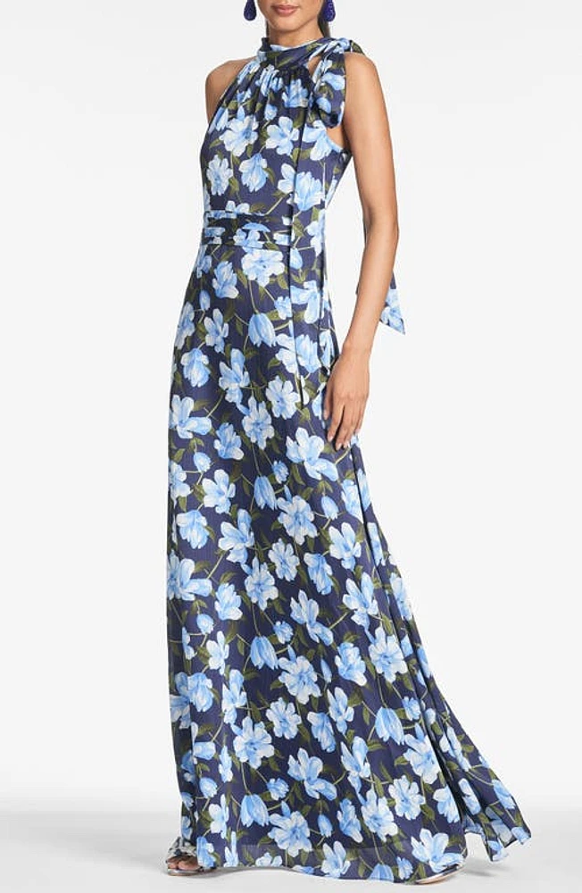 Sachin & Babi Kayla Halter Gown Ocean Blue Magnolia at Nordstrom,