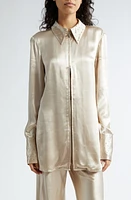 Interior Rhinestone Embellished Satin Zip-Up Tunic Champagne at Nordstrom,