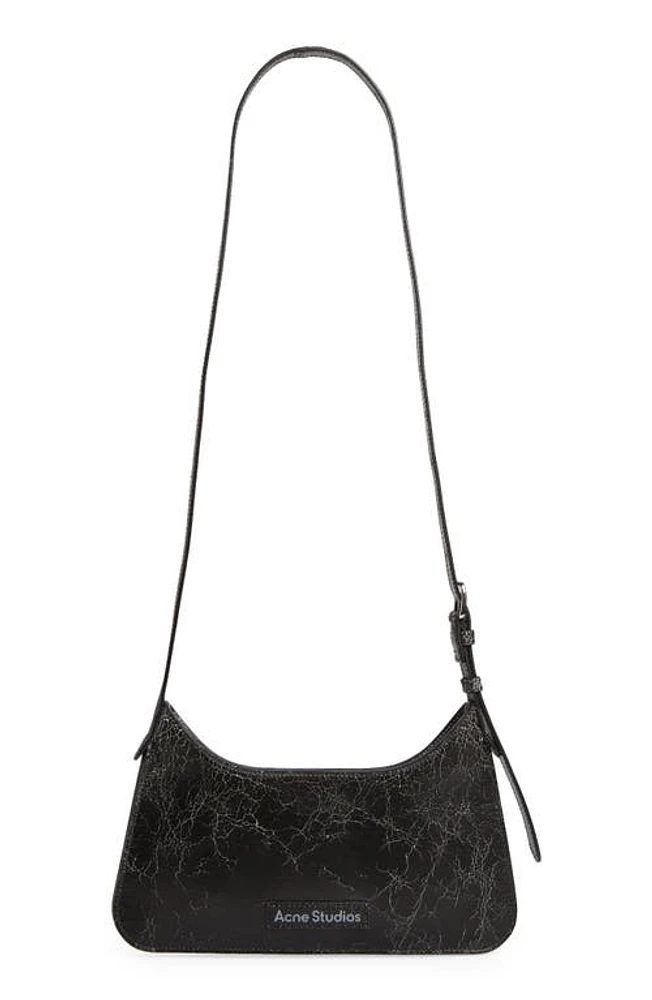 Acne Studios Mini Platt Crackle Leather Shoulder Bag in Black at Nordstrom