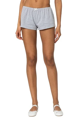 EDIKTED Astor Stripe Shorts Gray-And-White at Nordstrom,