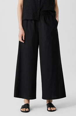 Eileen Fisher Organic Cotton Ankle Wide Leg Pants Black at Nordstrom,