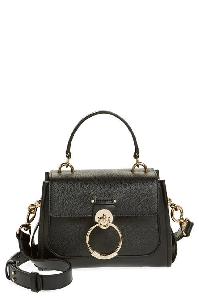 Chloé Mini Tess Leather & Suede Top Handle Bag in 001 Black at Nordstrom