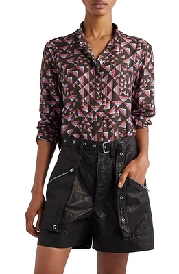 Isabel Marant Ilda Abstract Print Button-Up Shirt Black/Multicolor at Nordstrom, Us