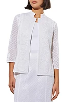 Ming Wang Appliqué Mandarin Collar Jacket White/Silver at Nordstrom,