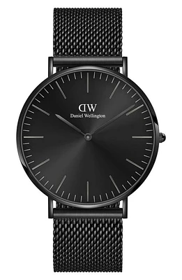 Daniel Wellington Classic Ashfield Mesh Strap Watch, 40mm in Black at Nordstrom, Size 40 Mm