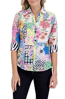 Foxcroft Mary Floral Cotton Poplin Button-Up Shirt in Multi at Nordstrom, Size 14