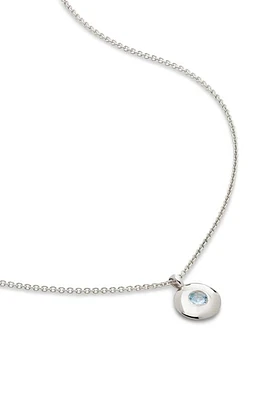 Monica Vinader March Birthstone Aquamarine Pendant Necklace in Sterling Silver at Nordstrom