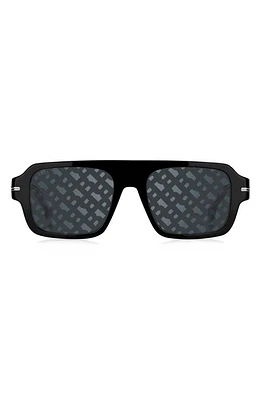 BOSS 53mm Flat Top Sunglasses in Black Logo at Nordstrom