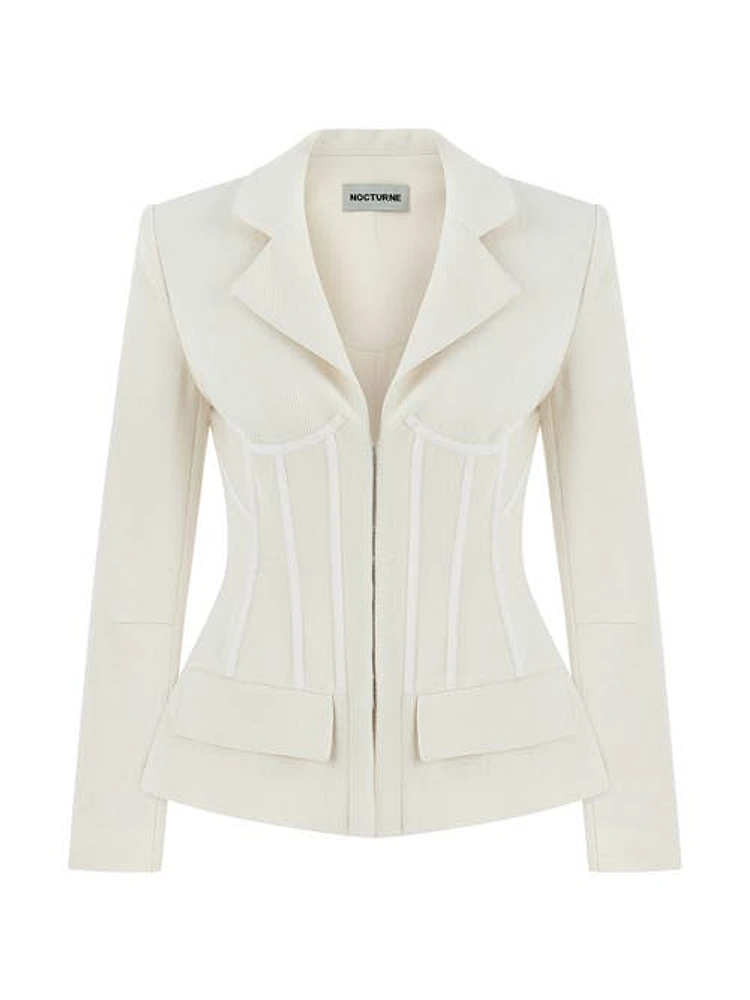 Nocturne Double-Breasted Underwire Detailed Jacket in Ecru at Nordstrom