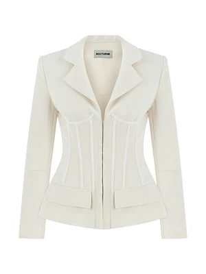 Nocturne Double-Breasted Underwire Detailed Jacket in Ecru at Nordstrom