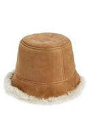 UGG(r) Tasman Stitch Genuine Shearling Bucket Hat Chestnut at Nordstrom,