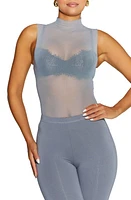 Naked Wardrobe Funnel Neck Sheer Mesh Top at Nordstrom,