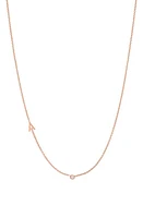 BYCHARI Asymmetric Initial & Diamond Pendant Necklace in 14K Rose Gold-A at Nordstrom