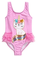 Flapdoodles Kids' Caticorn Appliqué One-Piece Swimsuit in Lilac at Nordstrom, Size 2T