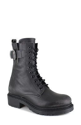 ZIGI Agatha Lace-Up Combat Boot Black Leather at Nordstrom,