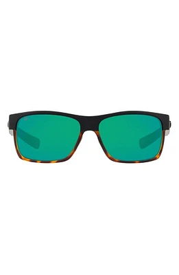 Costa Del Mar 60mm Polarized Rectangular Sunglasses in Black Flow at Nordstrom