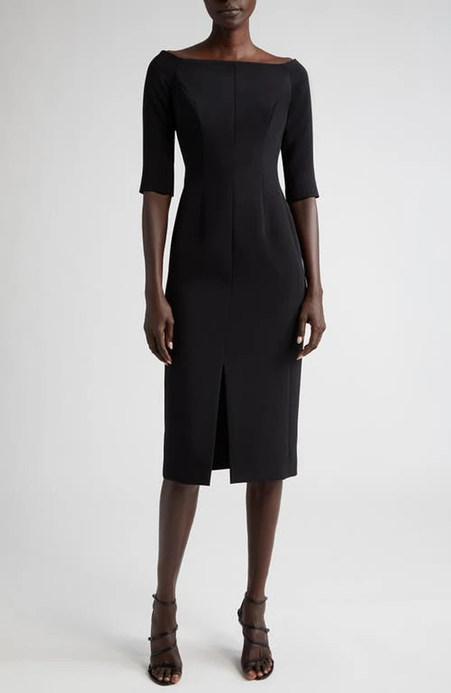 Carolina Herrera Off the Shoulder Crepe Sheath Dress Black at Nordstrom,