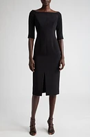 Carolina Herrera Off the Shoulder Crepe Sheath Dress Black at Nordstrom,