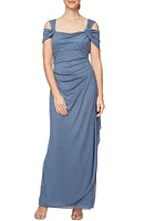 Alex Evenings Cold Shoulder Ruffle Glitter Chiffon Gown at Nordstrom